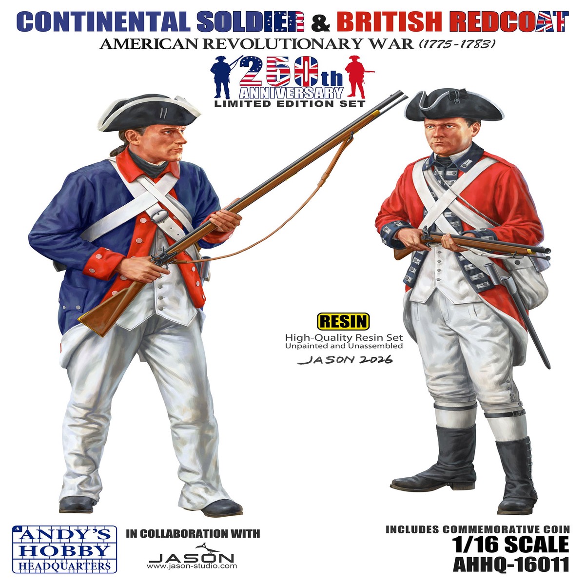 Andy's Hobby Headquarters 16011 1/16 CONTINENTAL ARMY SOLDIER AND BRITISH REDCOAT LIMITED EDITION SET