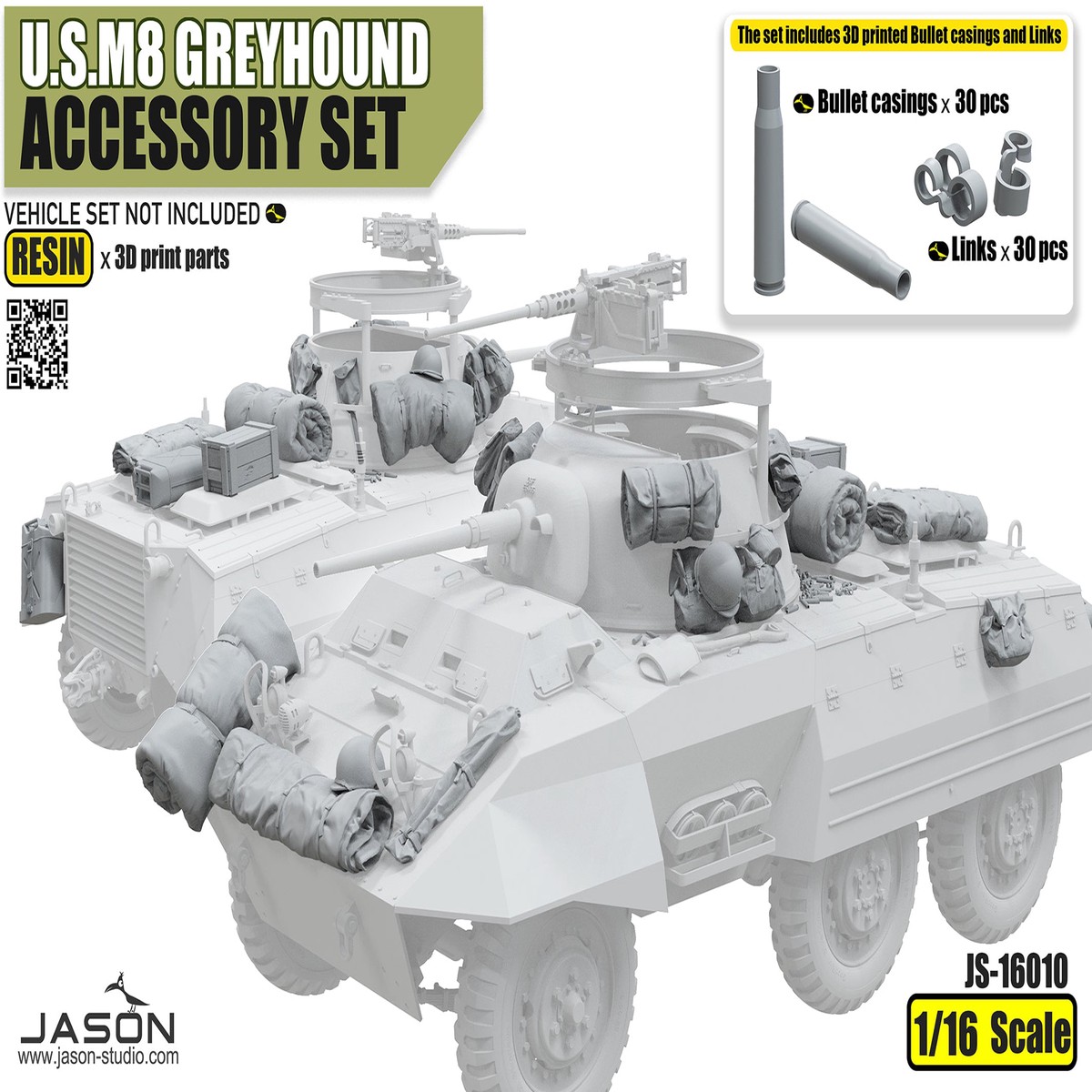 Jason Studios 16010 1/16 U.S. M8 Greyhound Accessory set