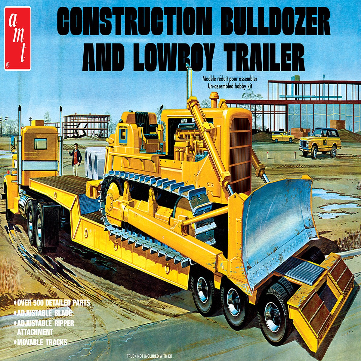 AMT 1218 1/25 Lowboy Trailer & Bulldozer Combo