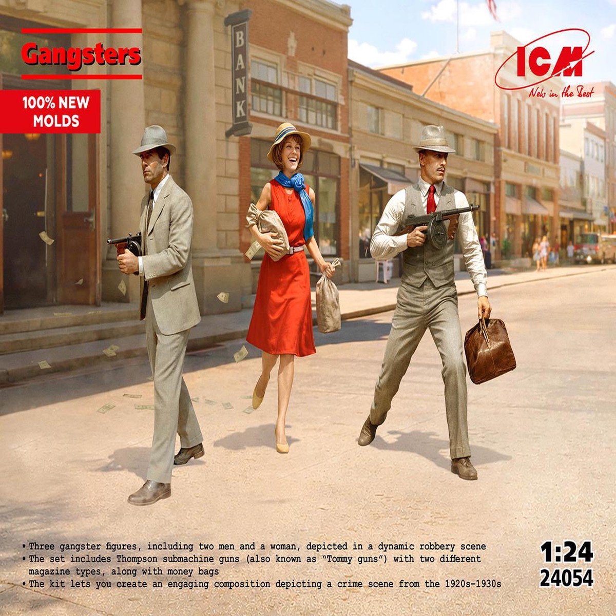 ICM 24054 1/24 Gangsters (3 figures – 2 male, 1 female)