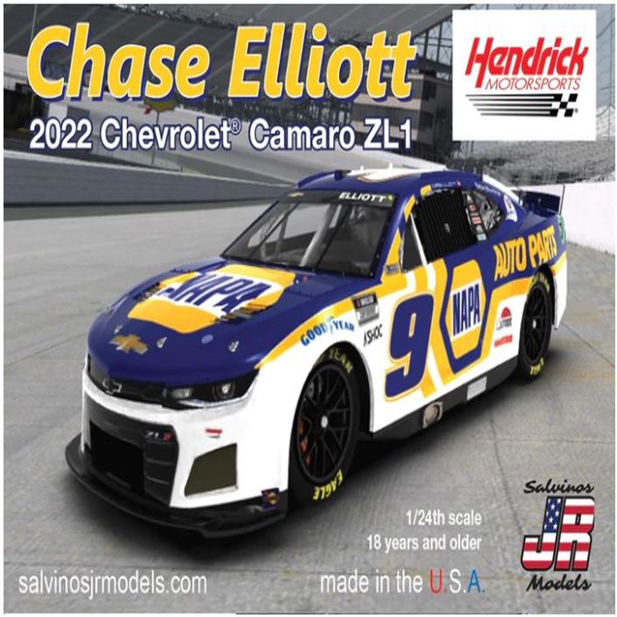 Salvinos JR HMC2022CEP 1/24 Hendrick Motorsports 2022 Chevrolet Camaro Chase Elliott #9