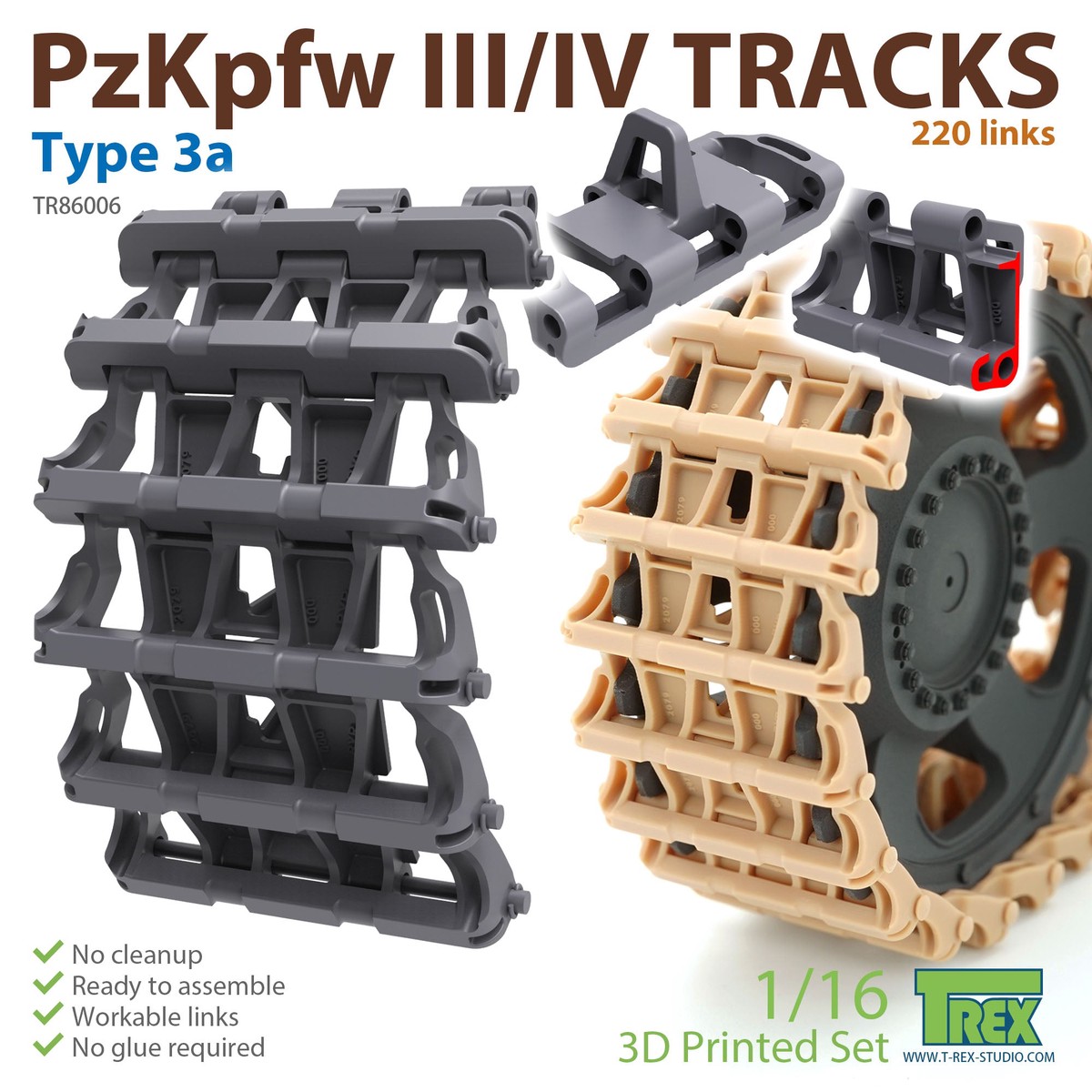 T-Rex 86006 1/16 PzKpfw.III/IV Tracks Type 3a
