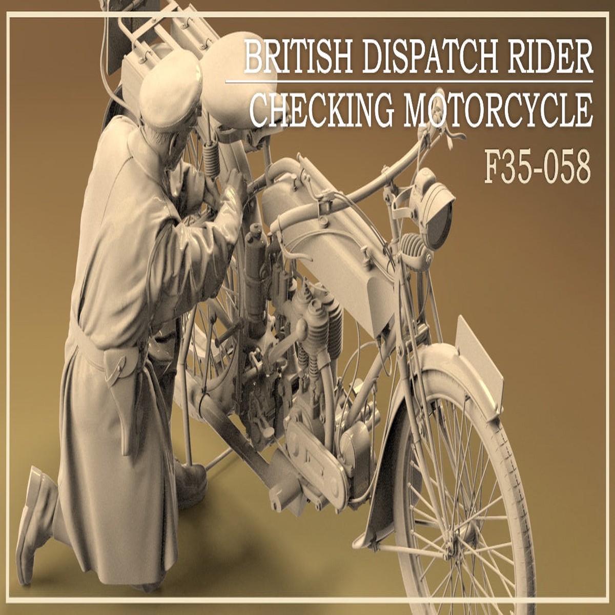 Copper State Models F35058 1/35 British Dispatch Rider checking motorcycle