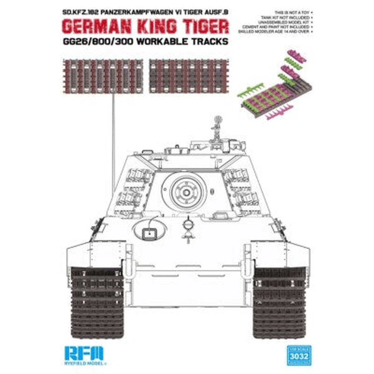 Rye Field Model 3032 1/35 King Tiger workable tracks (Gg26/800/300)