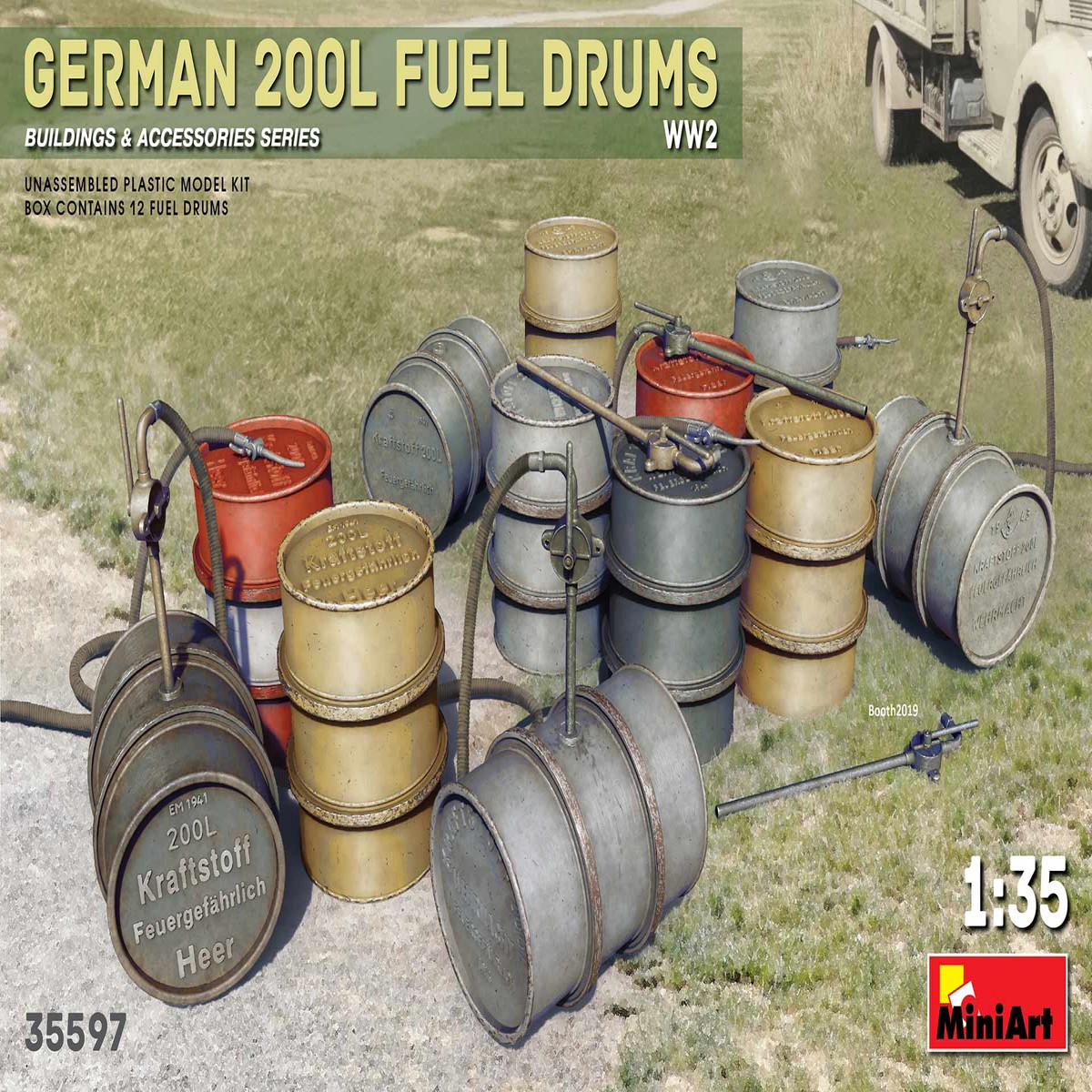 MiniArt 35597 1/3 German 200L Fuel Drum Set WWII