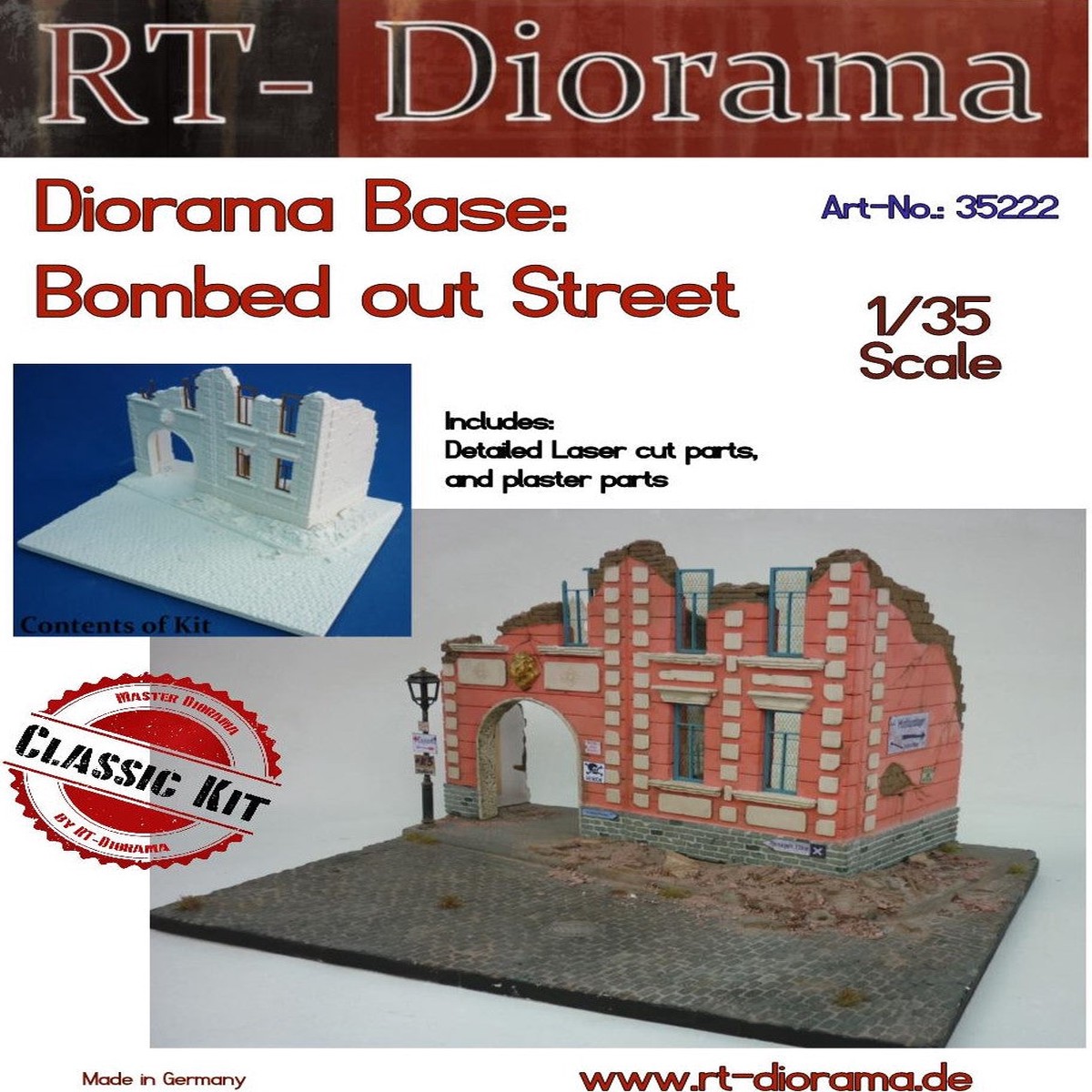 RT DIORAMA 35222 1/35 Diorama-Base: “Bombed out Street” (Upgraded Ceramic Version)