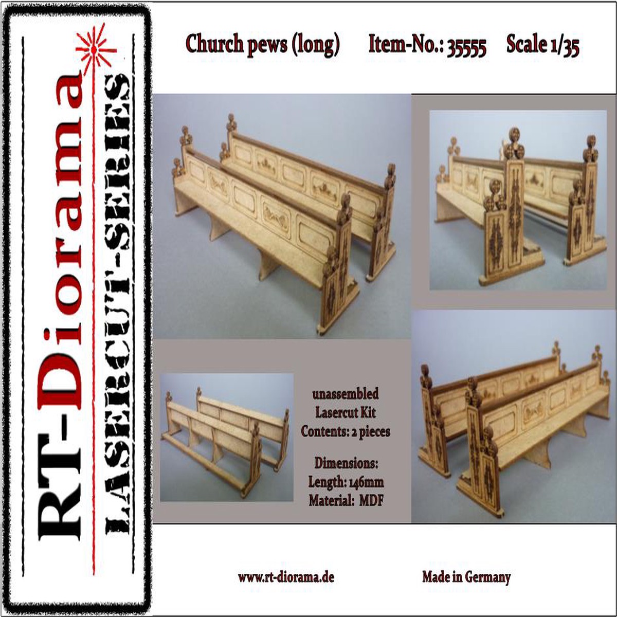 RT DIORAMA 35555 1/35 Church Pews (Long)