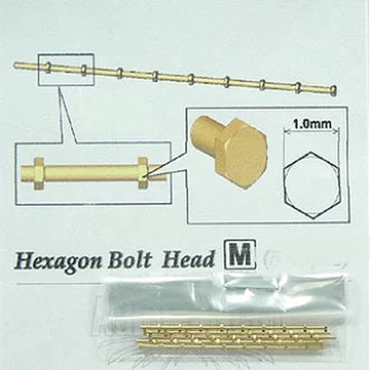 Adlers Nest 0009 1/35 Hexagon Bolt Head 1.0mm, M, Brass