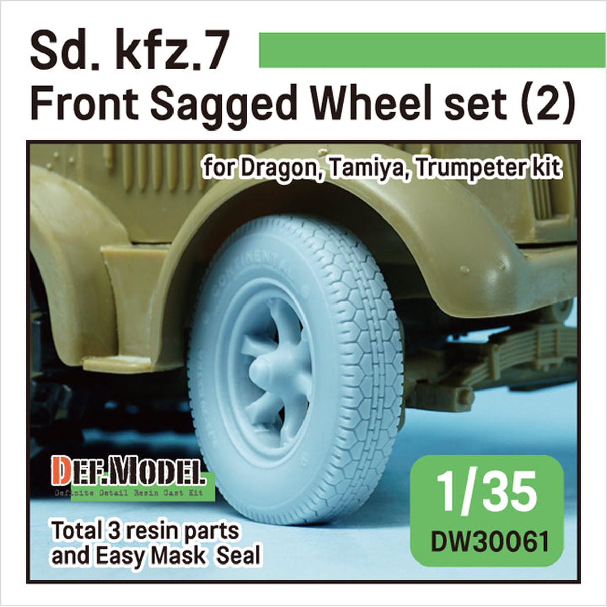 Def Model DW30061 1/35 German Sd. kfz.7 Half-Track Sagged Front Wheel set (2)