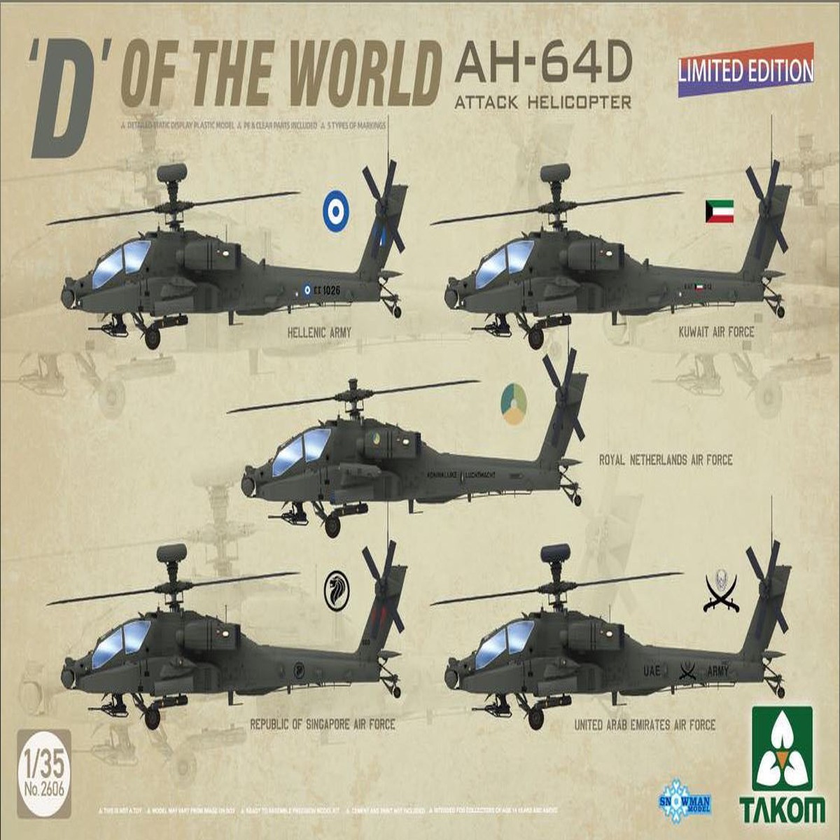 Takom 2606 1/35 “D” of the World AH-64D Attack Helicopter – LIMITED EDITION