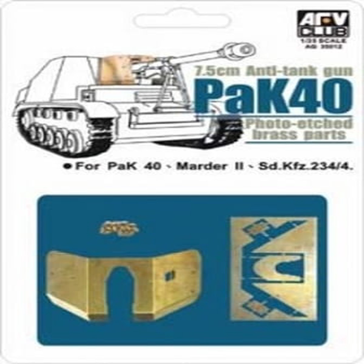 AFV Club AG35012 1/35 7,5cm Anti-tank gun PaK 40 Pressed Brass Shield