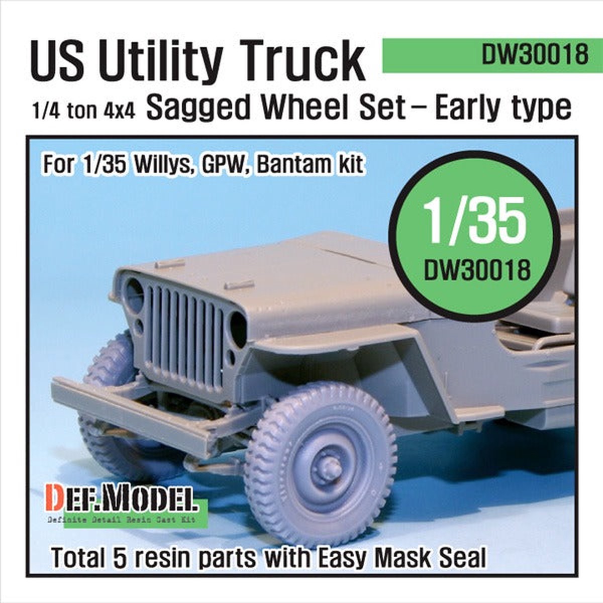 Def Model DW30018 1/35 WW2 US 1/4 ton ‘Early’ Wheel set