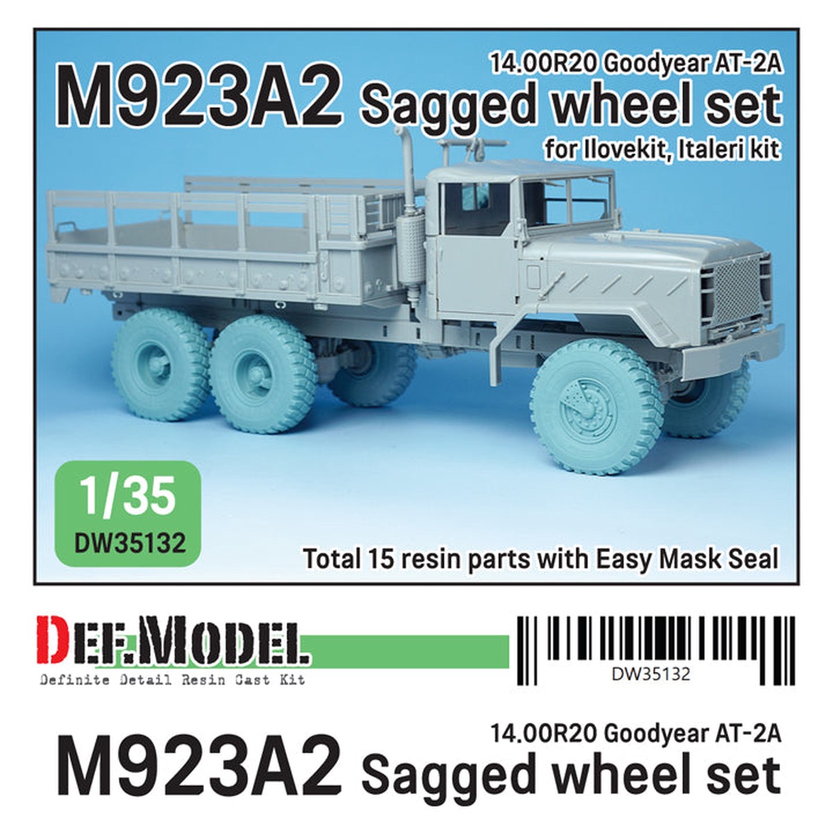 Def Model DW35132 1/35 M923A2 ‘BIG FOOT’ Truck Goodyear AT-2A Sagged Wheel set (for Ilovekit, Italeri 1/35)