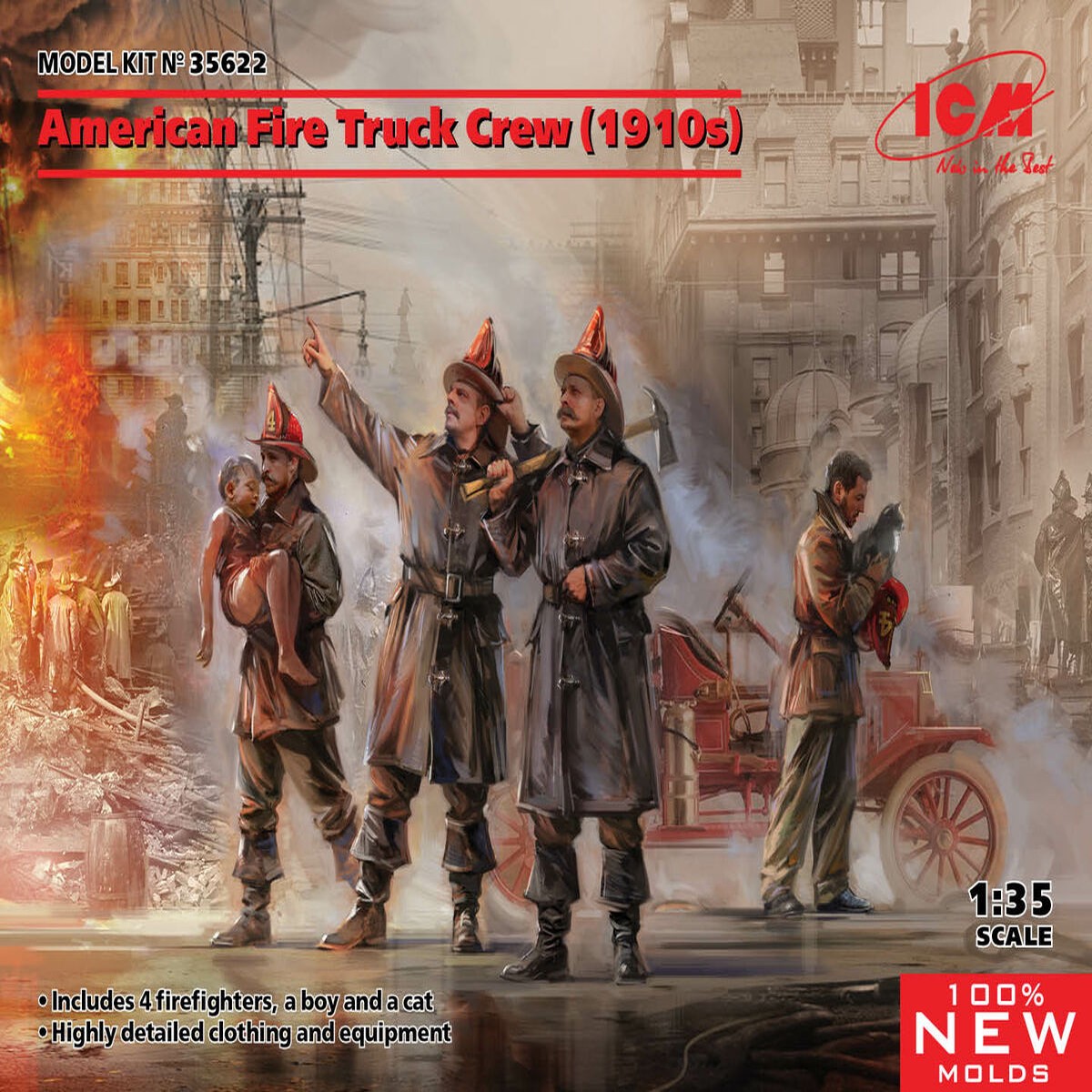 ICM 35622 1/35 American Fire Truck Crew (1910s)