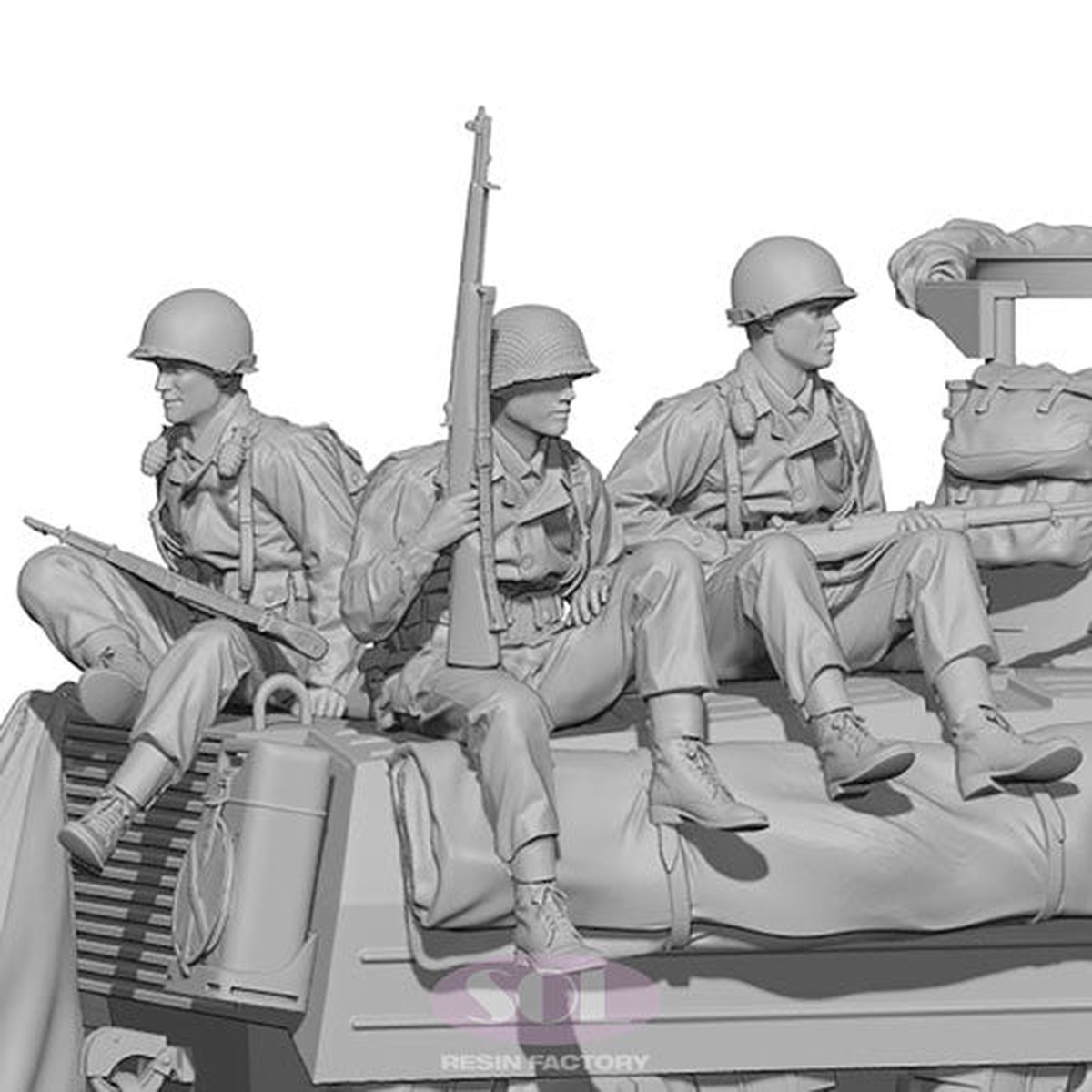 Sol Resin Factory MM737 1/35 WWII U.S. ARMY RIFLEMAN SET 3 FIGURE SET