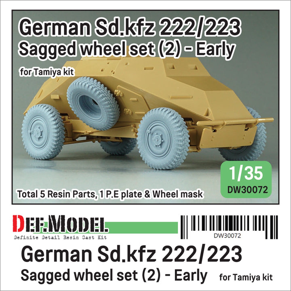 Def Model DW30072 1/35WW2 German Sd.kfz 222/223 Sagged wheel set(2) – Early (for Tamiya 1/35)