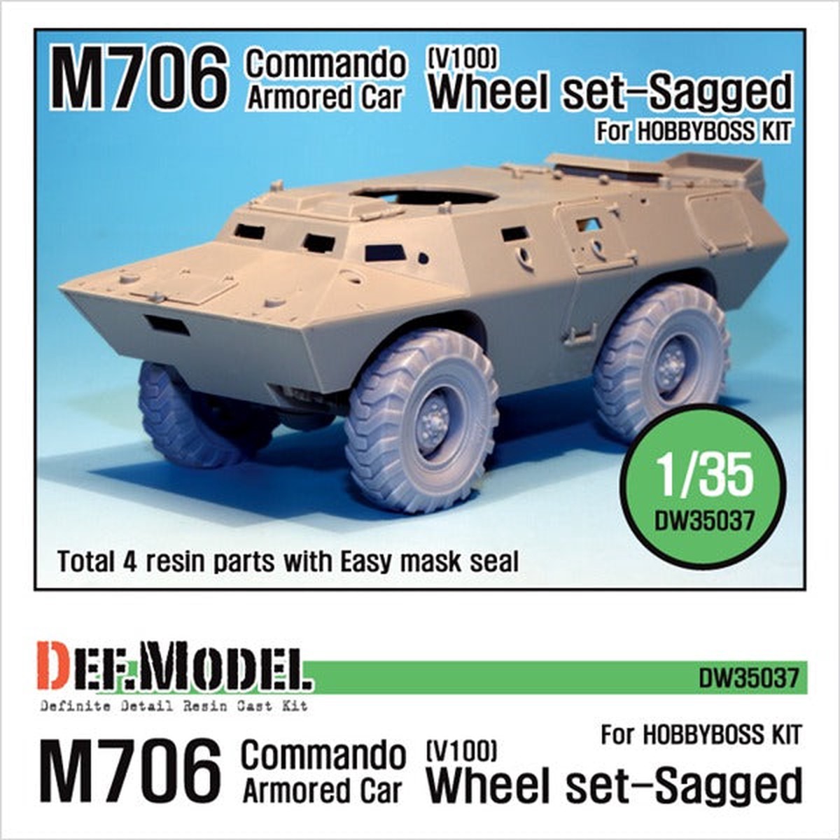 Def Model DW35037 1/35 US M706(V100) Commando Sagged wheel set