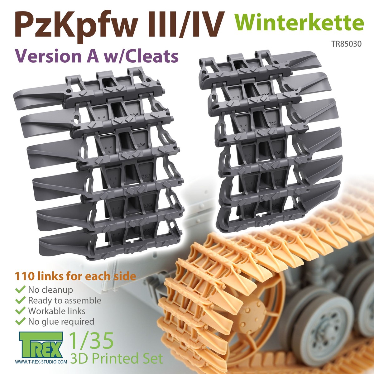 T-Rex 85030 1/35 PzKpfw III/IV Winterkette Version A w/Cleats
