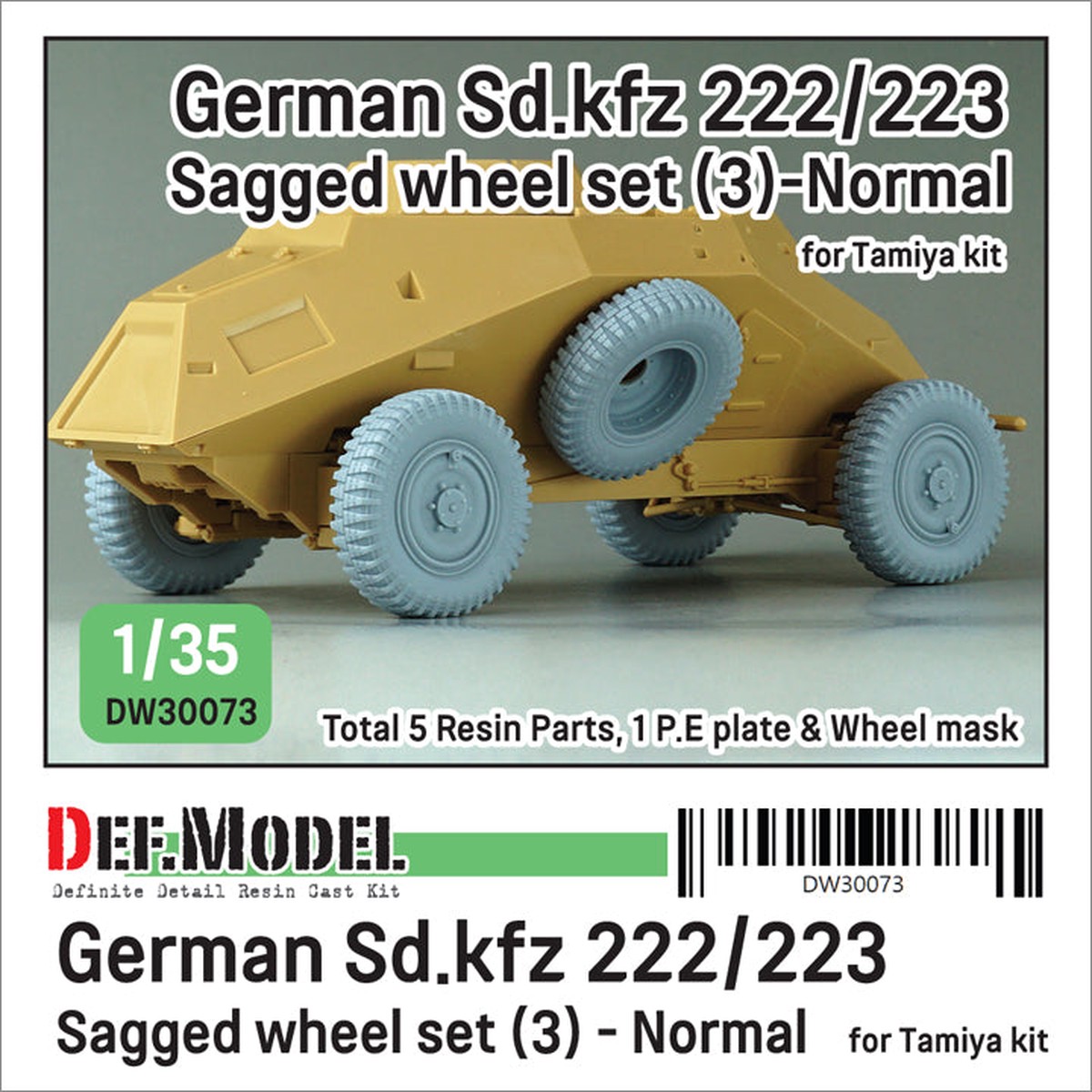 Def Model DW30073 1/35 WW2 German Sd.kfz 222/223 Sagged wheel set(3) – Normal (for Tamiya 1/35)