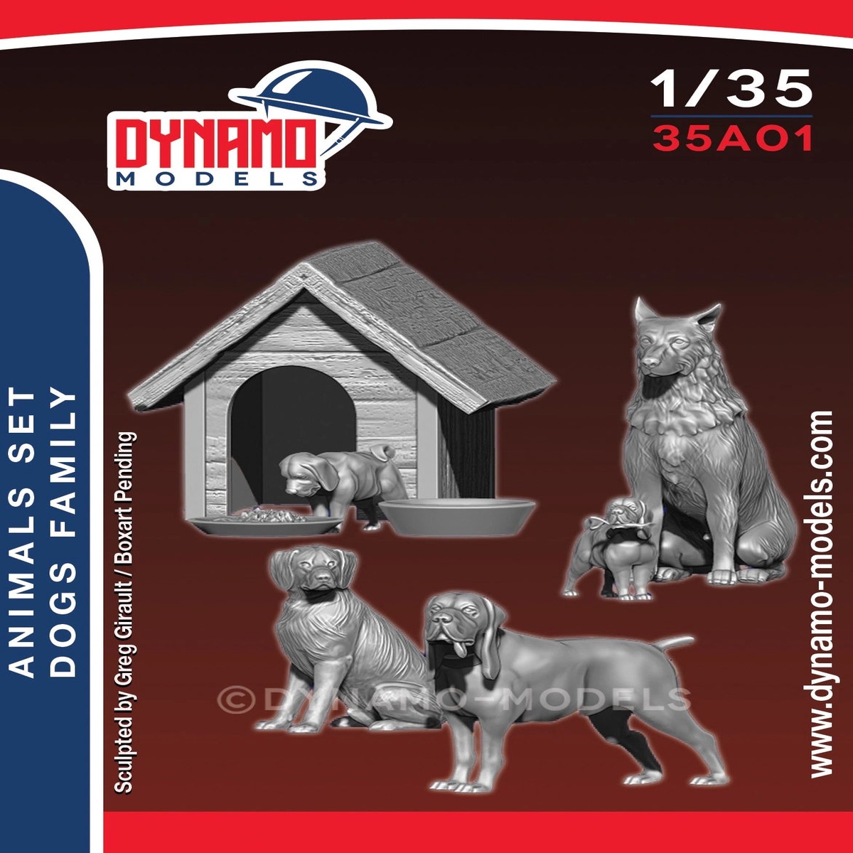 Dynamo DYM35A01 1/35 Animal set  Family of dogs