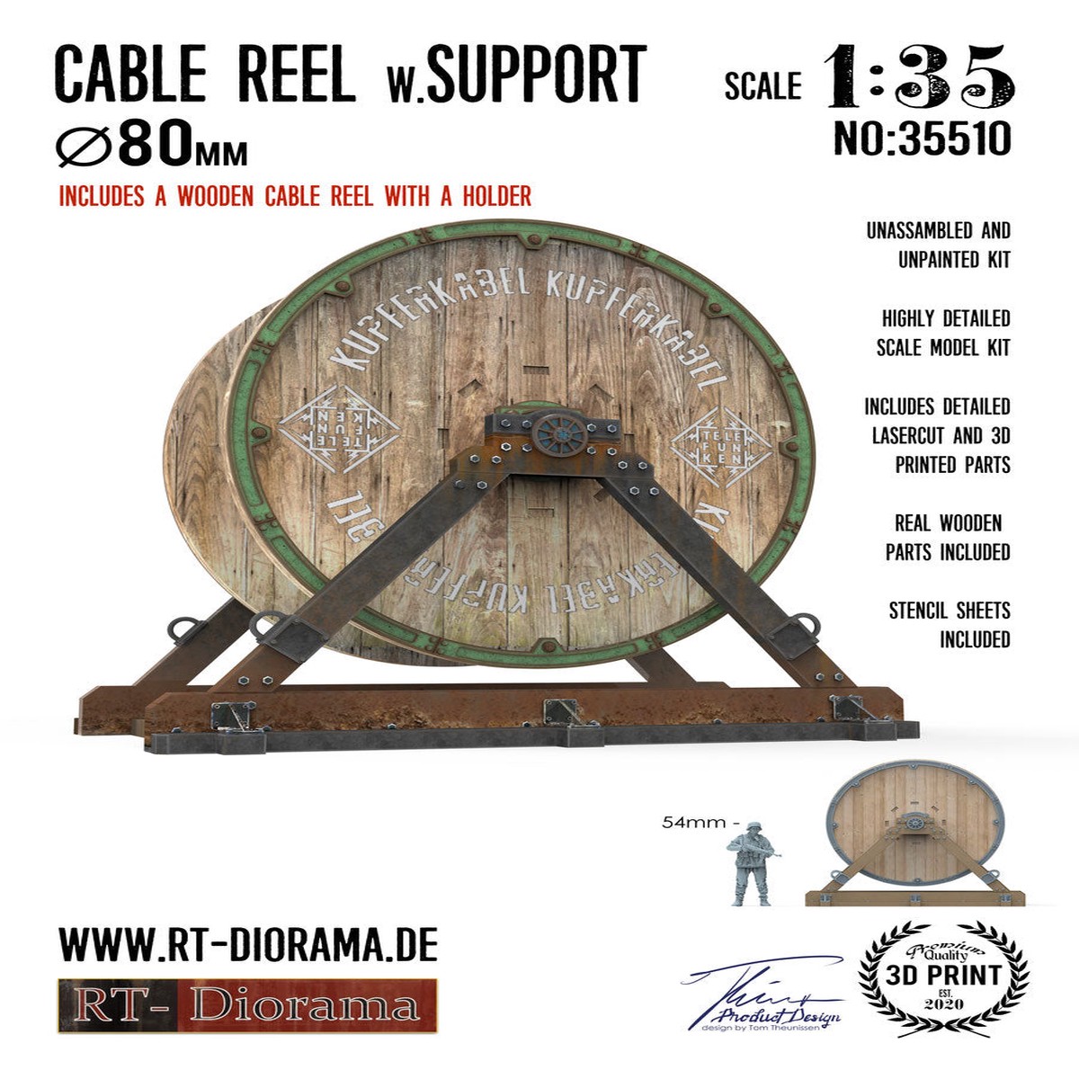 RT DIORAMA 35510 1/35 Cable Reel w. Support 80mm