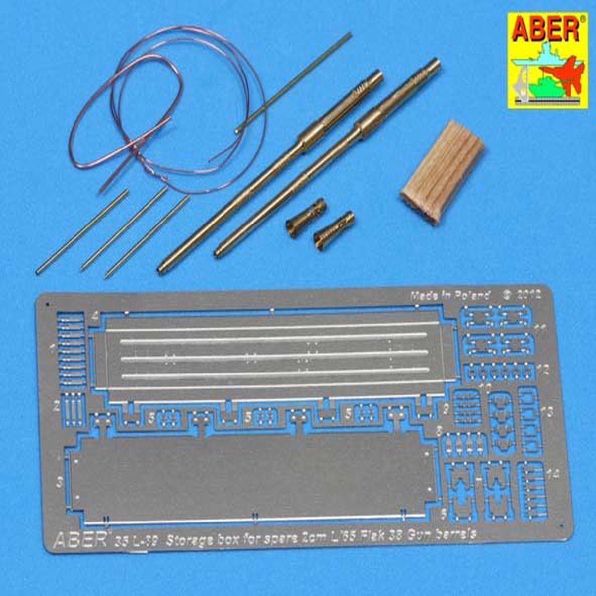 ABER 35L089 Set of 2 German 2cm L/65 gun barrel for Flak 38 with storage box