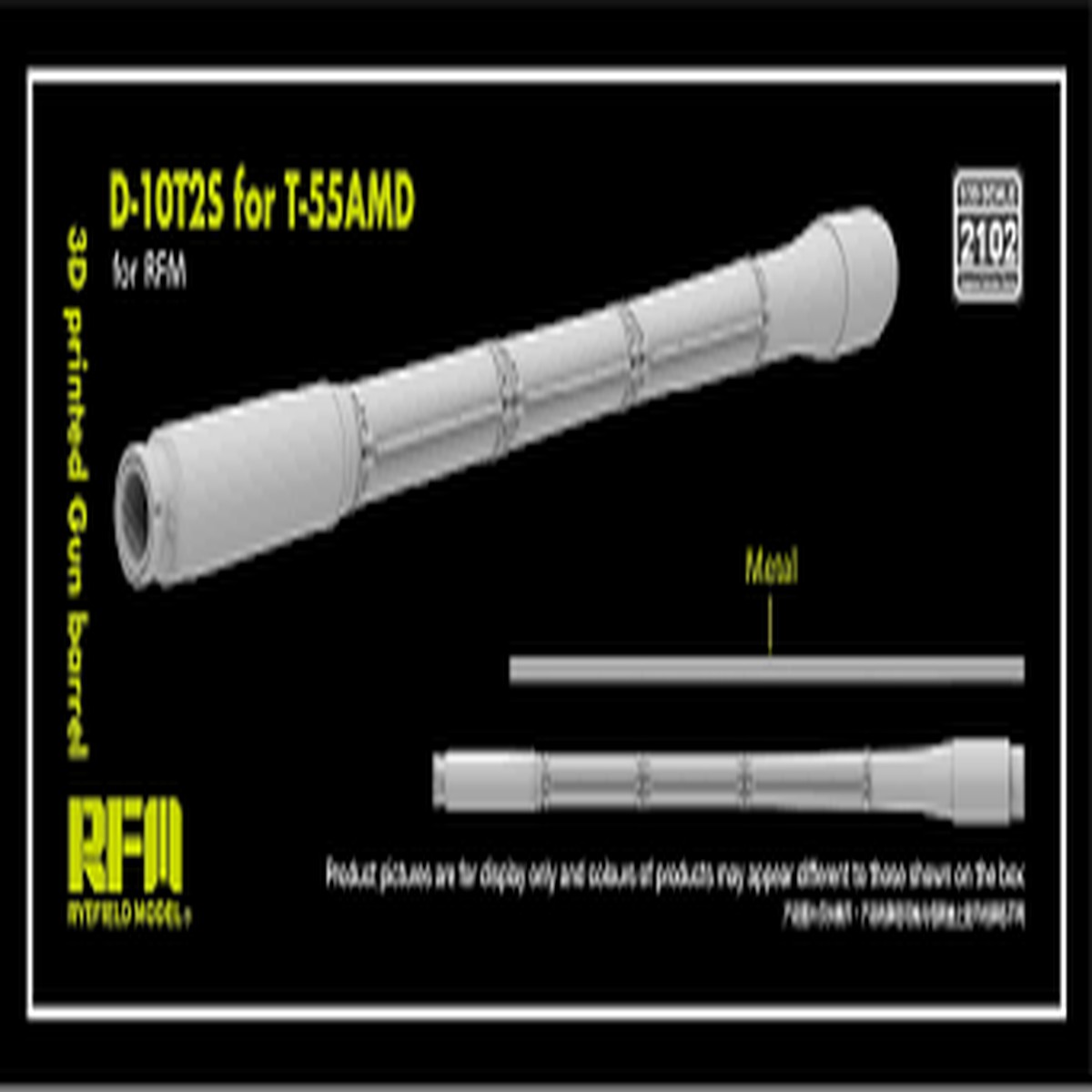 Rye Field Model 2102 1/35 3D print.Gun barrel D-10T2S 100mm L/53.5 f.T-55AMD