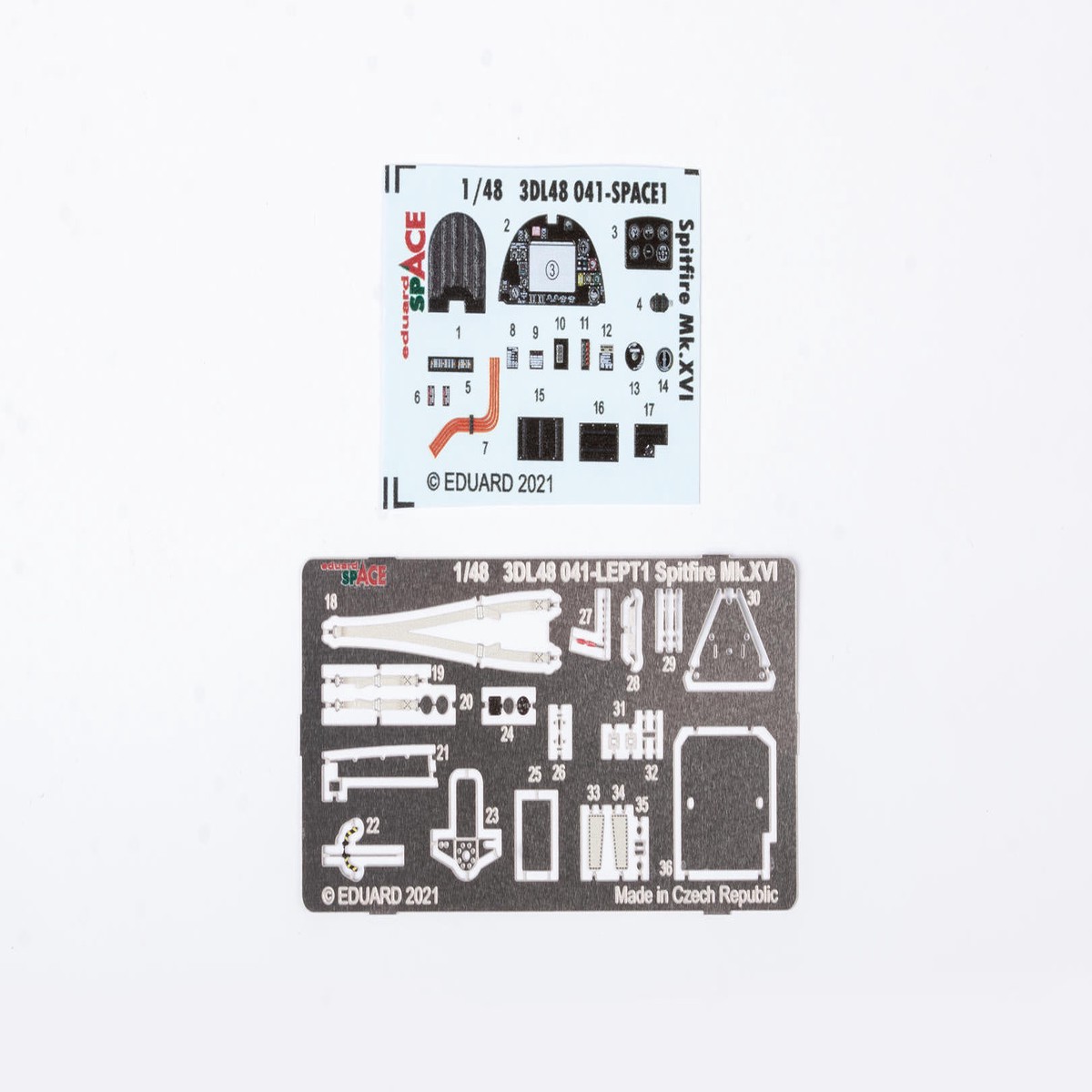 Eduard 3DL48041 1/48 Spitfire Mk.XVI Space-3D Decals + Etched Parts