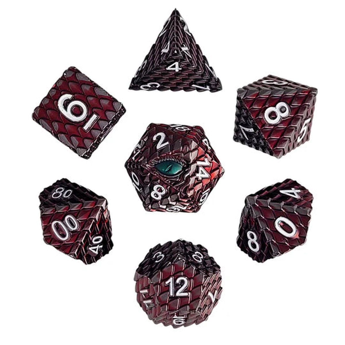 Dragon's Gaze Red Metal RPG Dice Set - Dragon's Gaze Red Metal RPG Dice Set