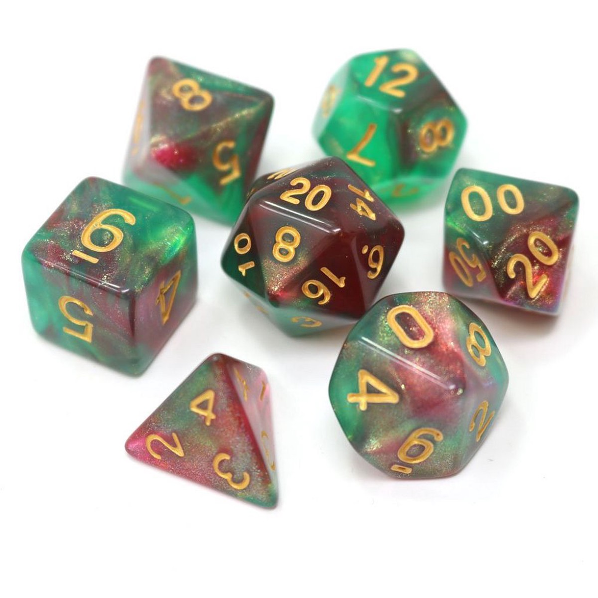 Dice Hard Dice 7ct Polyhedral Dice Set Elfs Dream - P0017240 7ct Elfs Dream