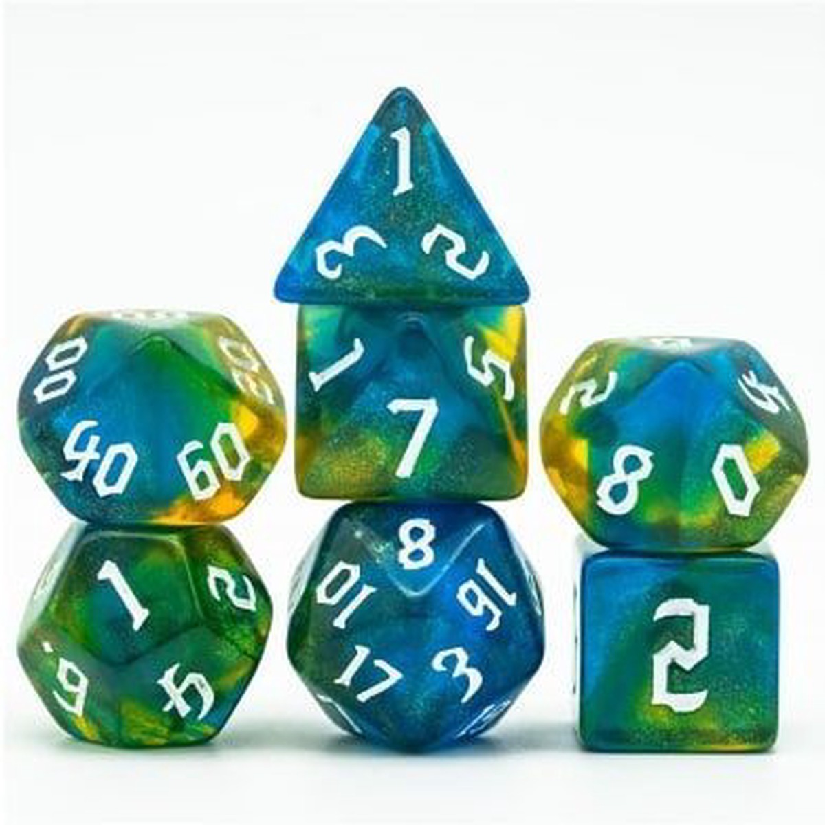 Foam Brain 7ct Polyhedral Dice Set Nature Elemental - 2335 Nature Elemental 7ct Dice