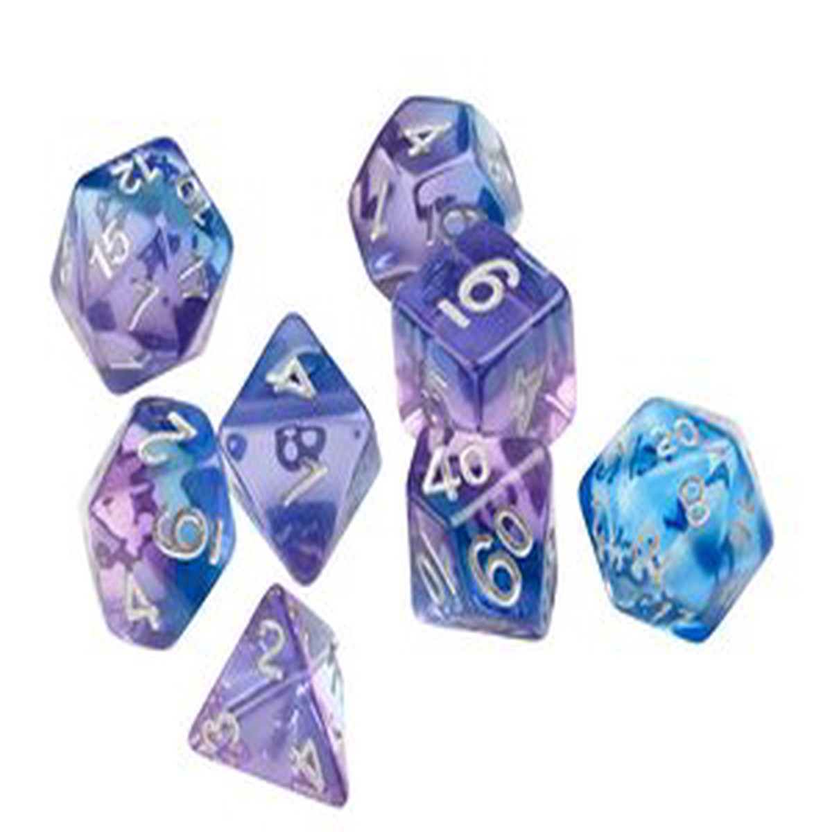 Sirius Dice Violet Betta/Silver 7ct Polyhedral Set - 7-Set RPG Dice Violet Betta SV