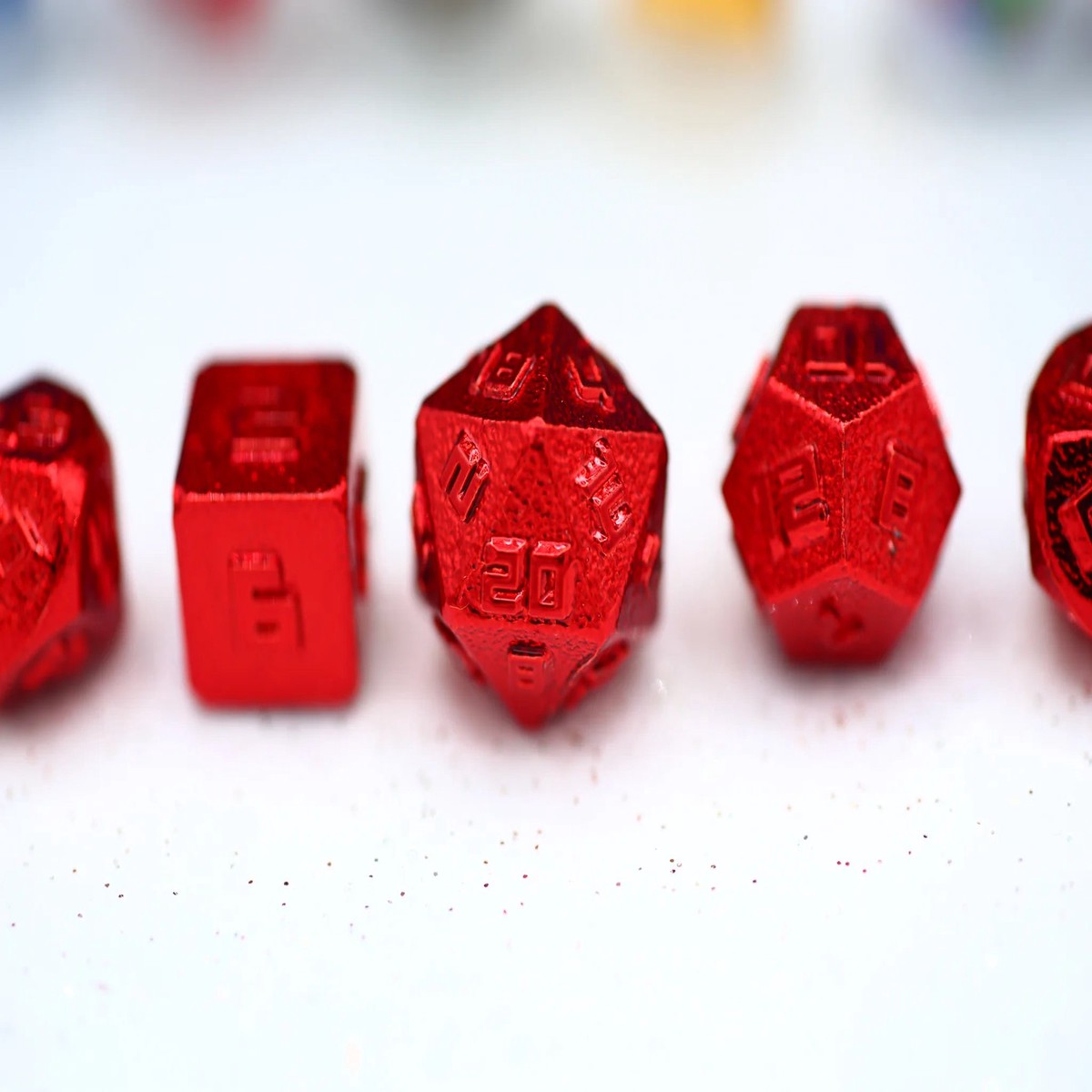 10MM Mini Metal RPG Dice Set – Red – 10mm Metal Red