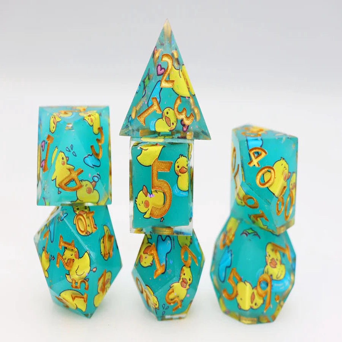 Splashing Duckies: Sharp Edge Decal RPG Dice Set - Splashing Duckies Sharp Edge