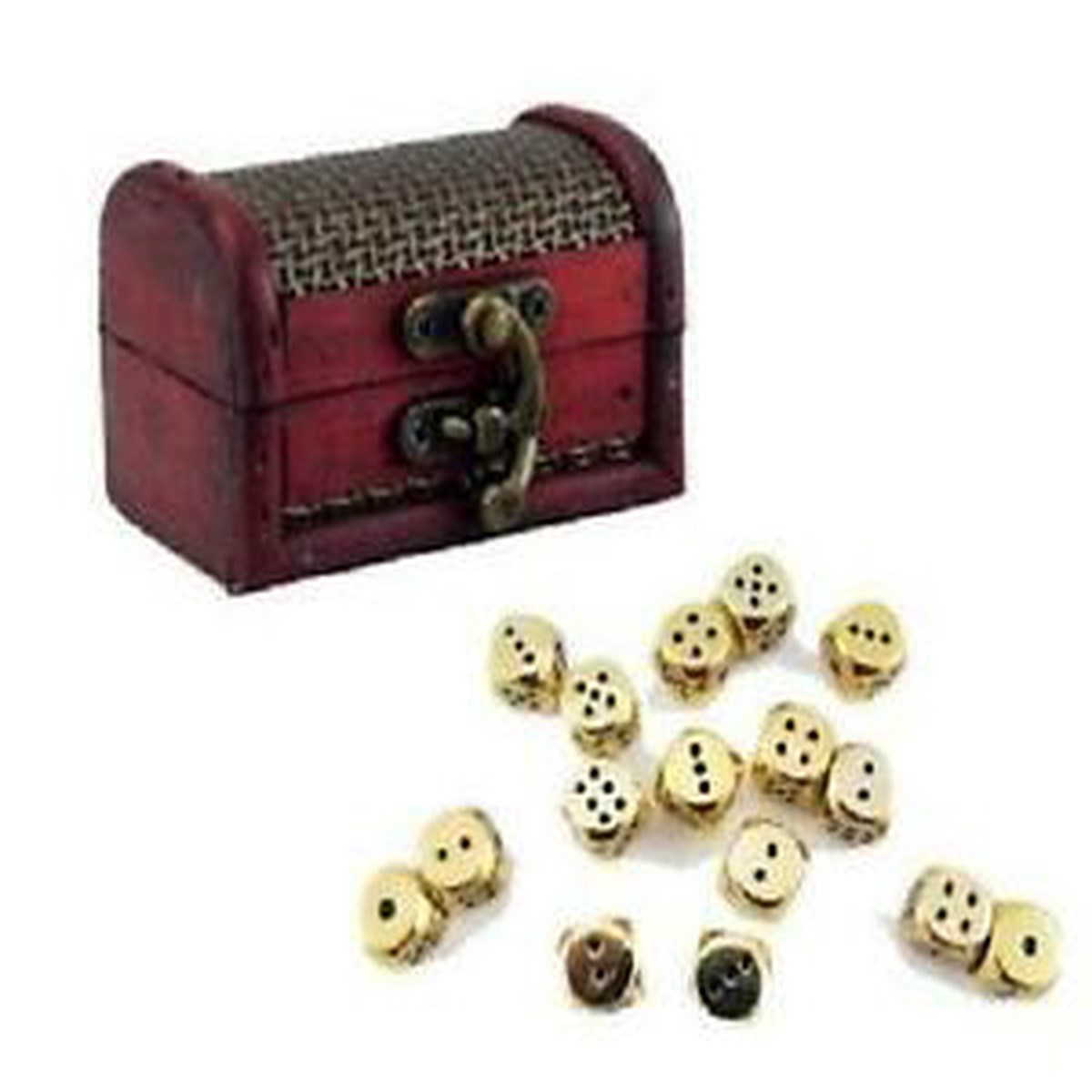 Treasure Chest 12mm 16D6 Gold Metal Dice Set – Treasure Chest Dice Set Gold