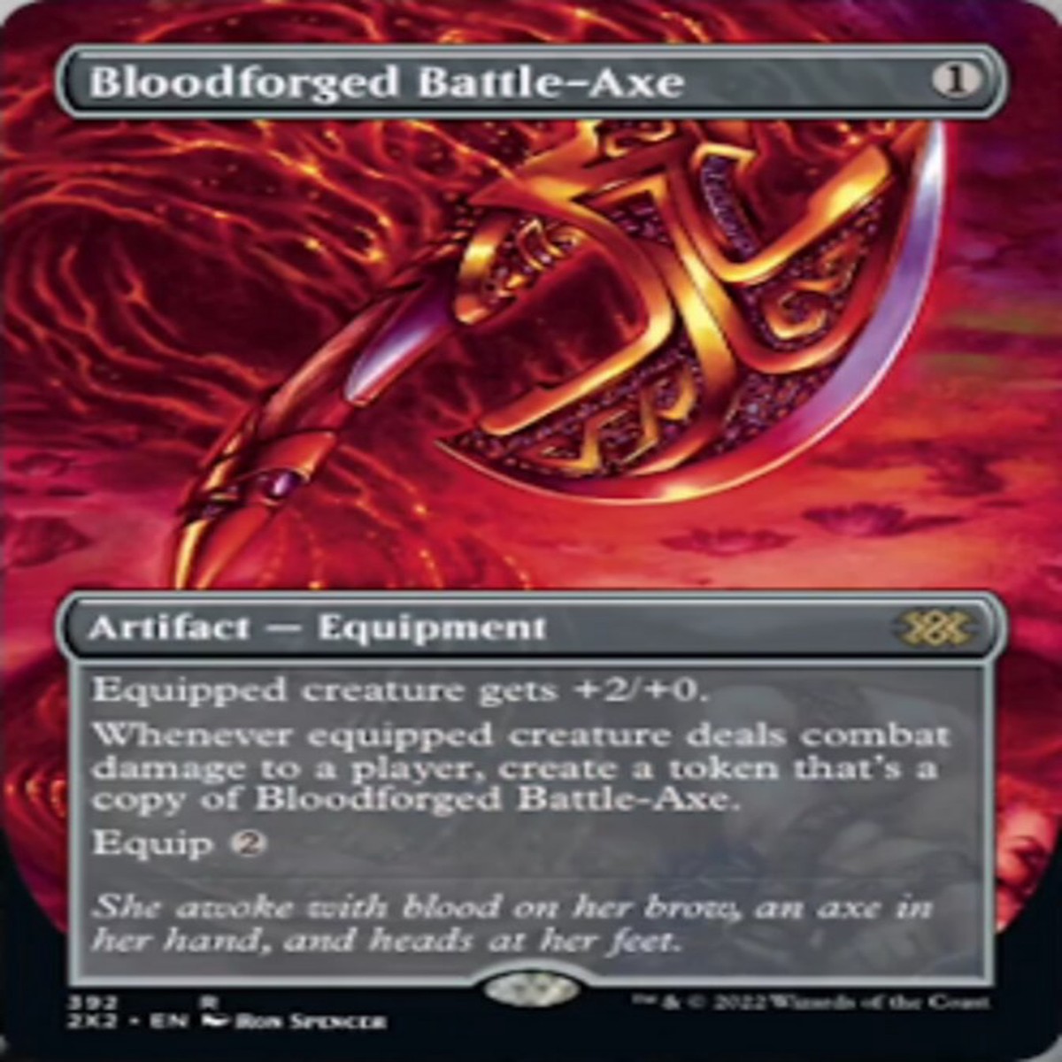 Bloodforged Battle-Axe (Borderless Alternate Art) [Double Masters 2022] – NM Foil