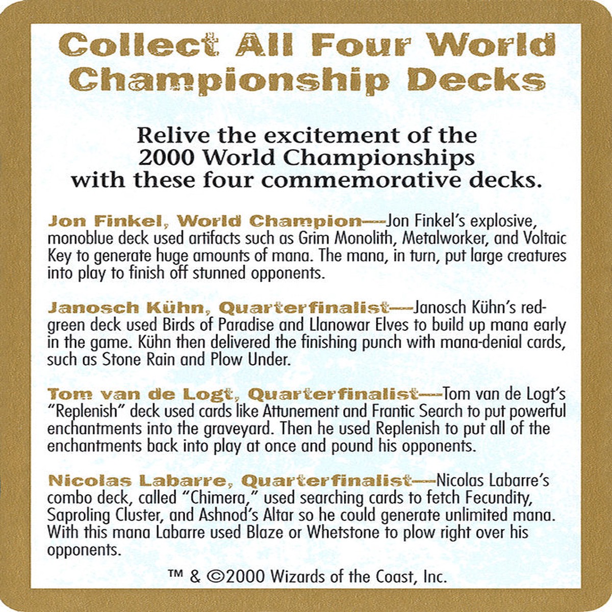 2000 World Championships Ad [World Championship Decks 2000] - NM