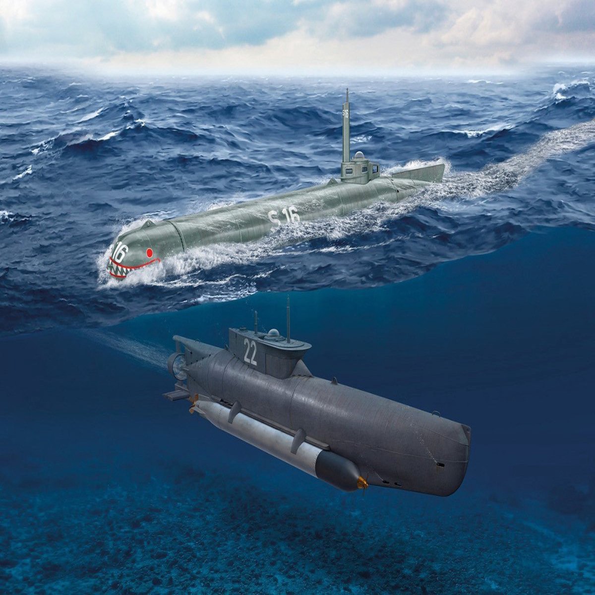 ICM 1:72 K-Verbnde Midget Submarines 'Seehund' & 'Molch' (Set of 2) - ICMS020