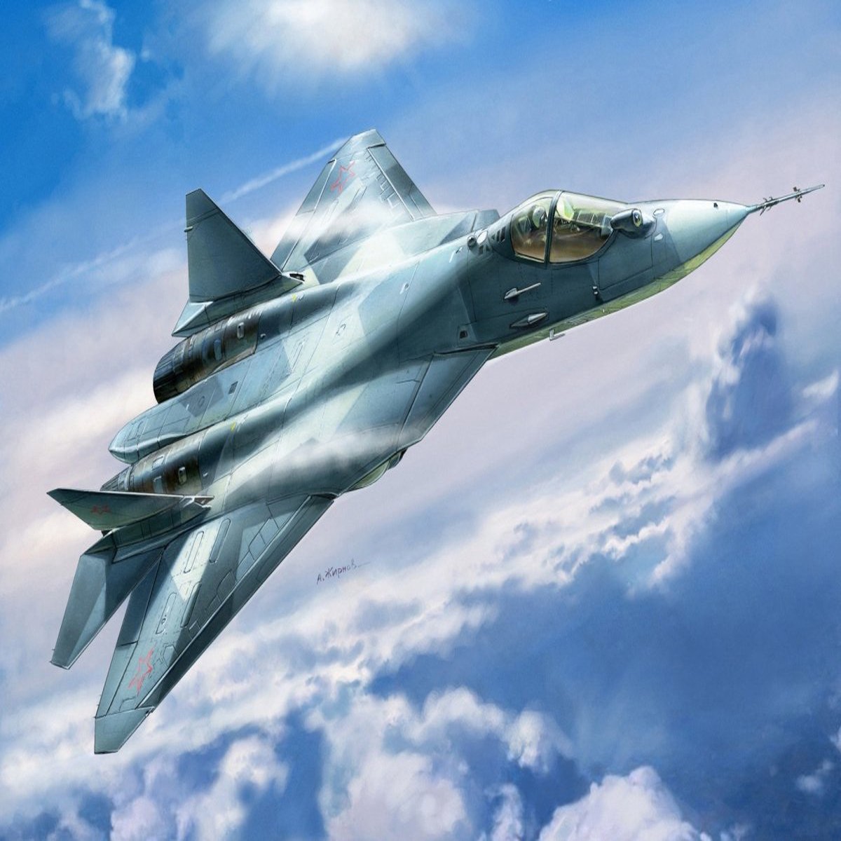 Zvezda 1:72 Sukhoi T-50 Russian Stealth Fighter – Z7275