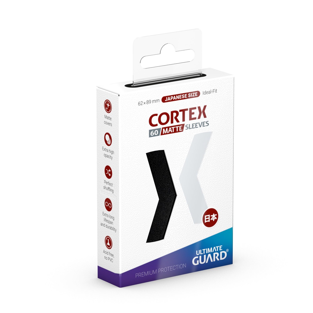 Ultimate Guard Cortex Sleeves - Japanese Size 60ct (18 options) - Cortex JPN Matte | Black
