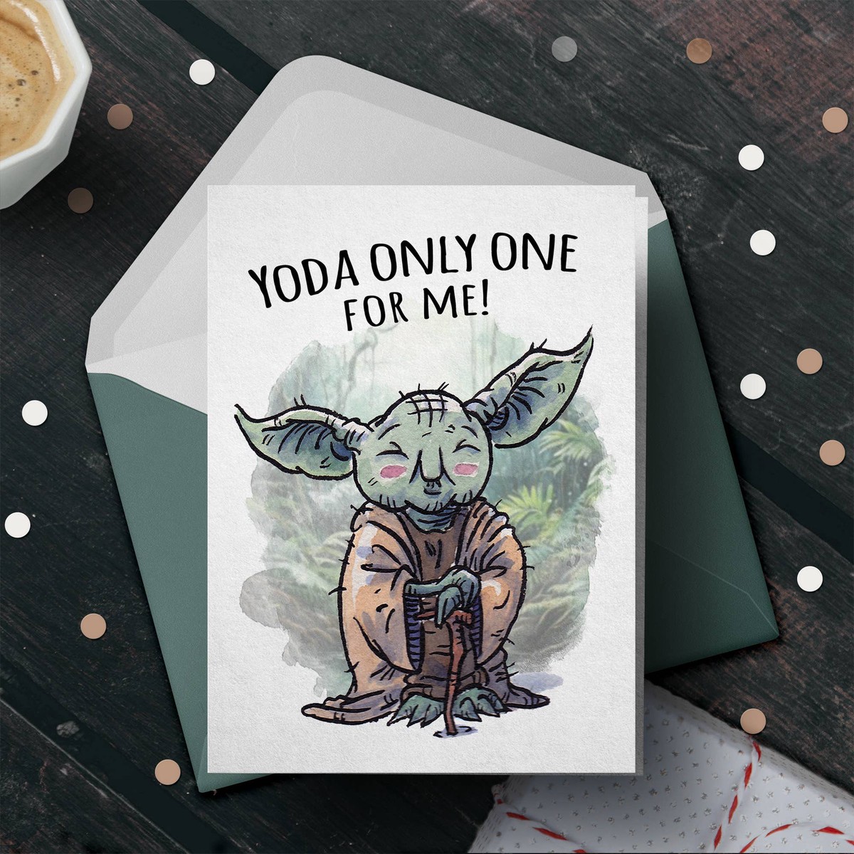 "Yoda Only One" - Sci-Fi Space Valentine Anniversary Card