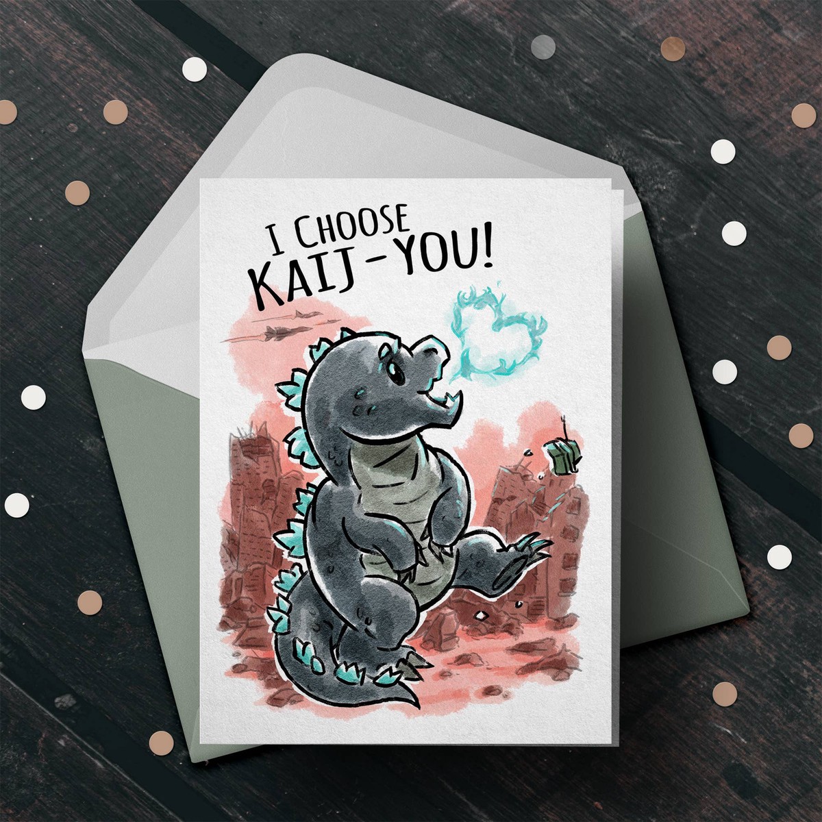 "I Choose Kai-ju" - Monster Valentines Couples Love Card