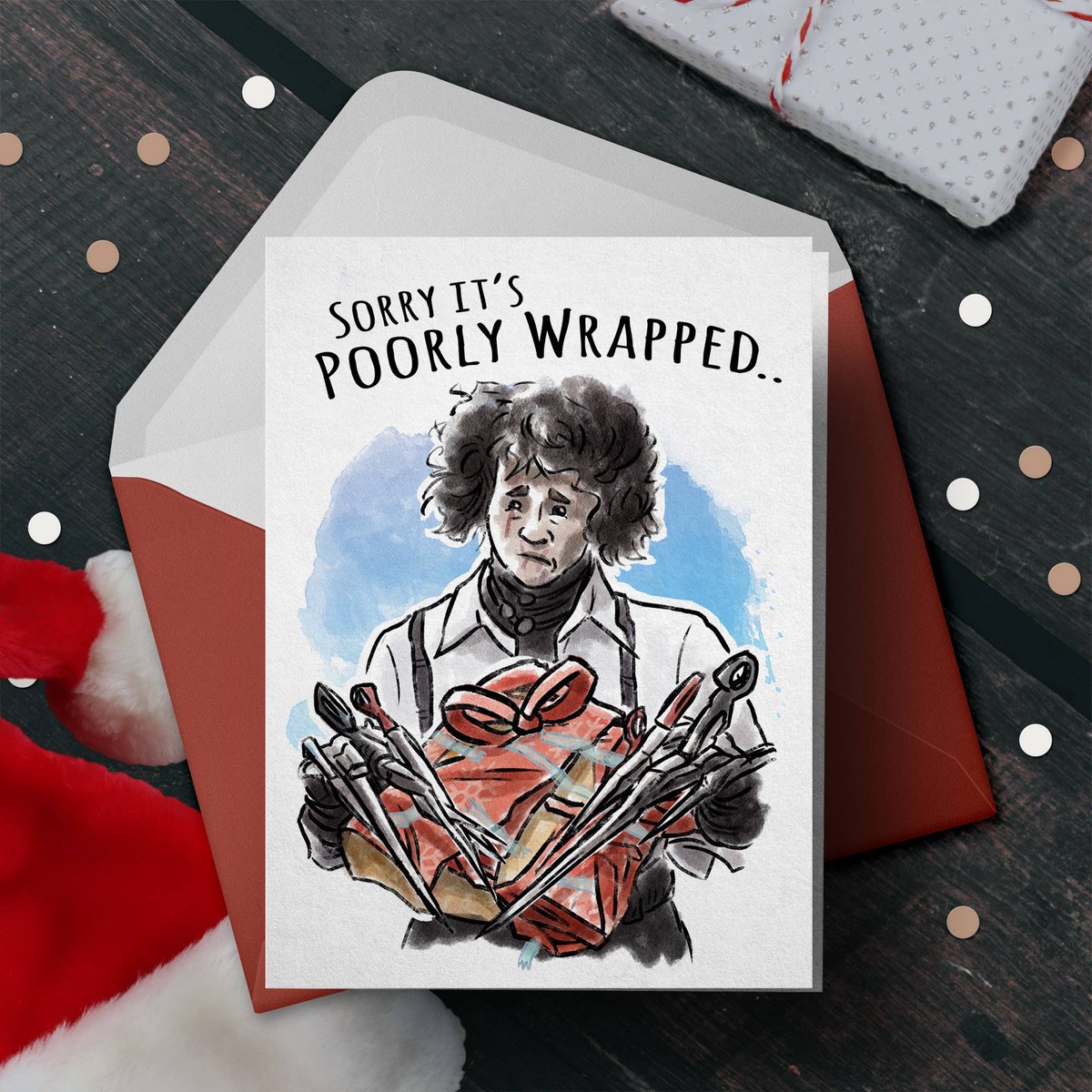 “Poorly Wrapped” – Funny Horror Movie Christmas Card