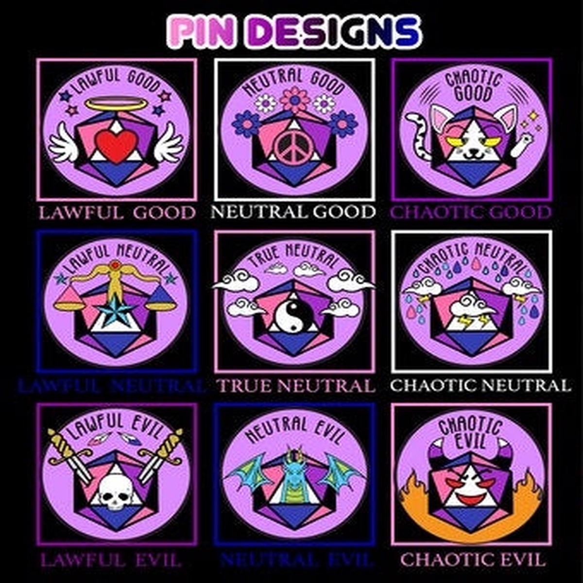 Neutral Evil Alignment Genderfluid Pride Pin - NE Genderfluid Pin