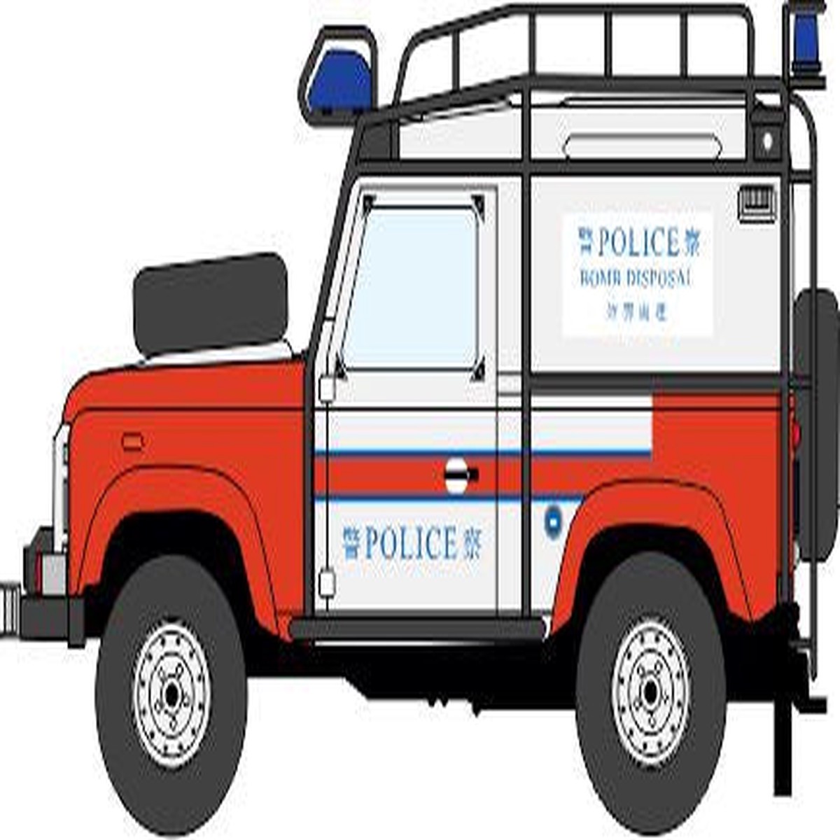 Oxford Diecast Land Rover Special for Hong Kong Police - Defender 90 HK Police
